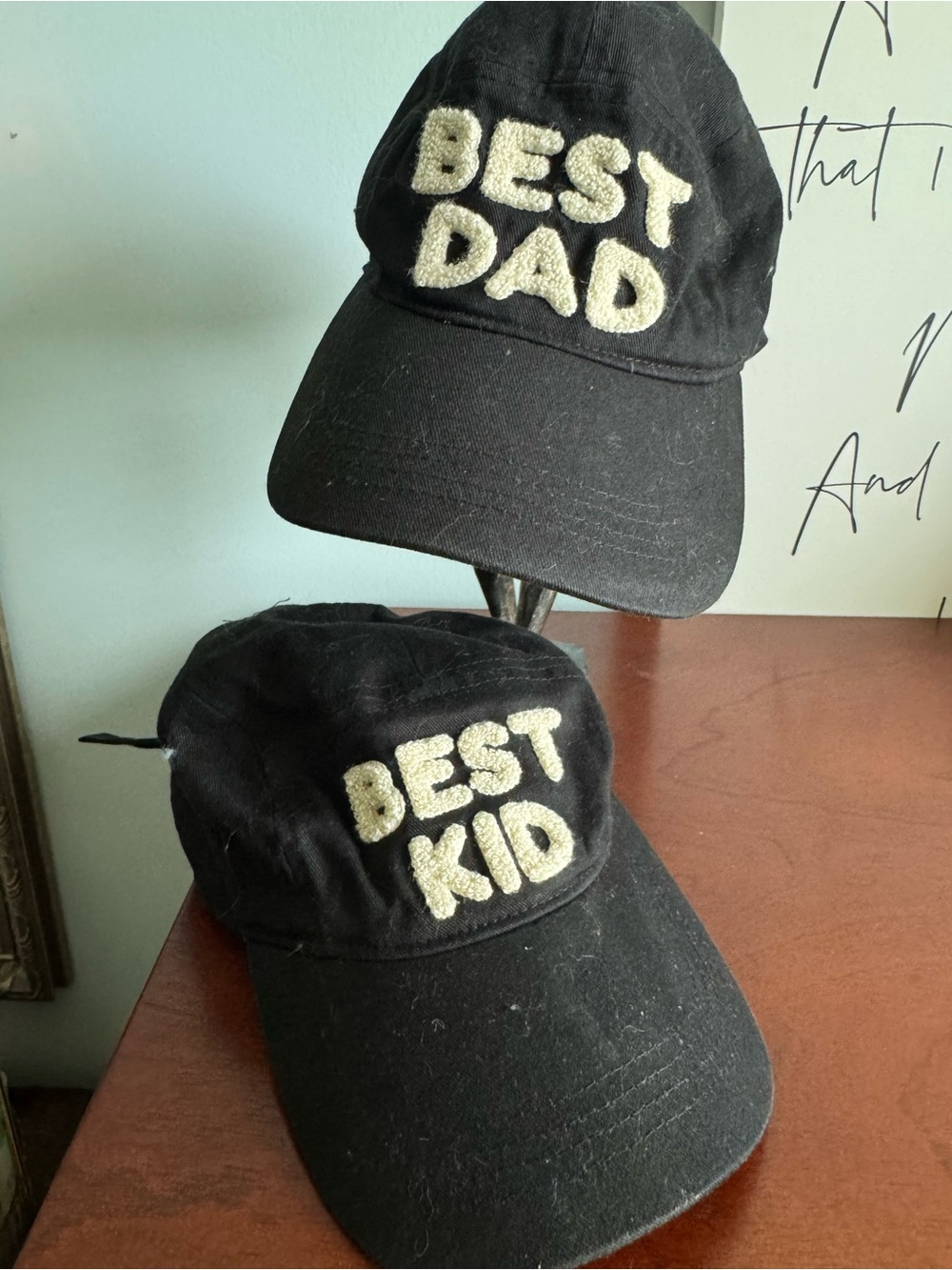 Black 'BEST DAD' & 'BEST KID' Embroidered Caps